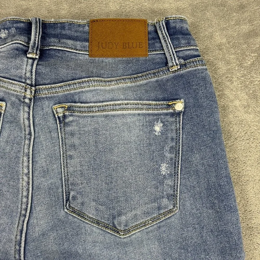 Judy Blue Slim Fit Jeans High Rise Distressed Light Wash Womens 5 Denim Stretch